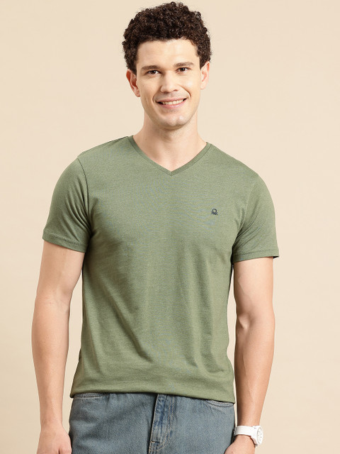 United Colors of Benetton Heathered Effect V-Neck Regular Fit T-shirt