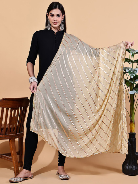 LOOM LEGACY Striped Dupatta With Zari