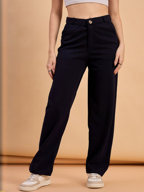 Roadster Women Relaxed High-Rise Wrinkle Free Trousers