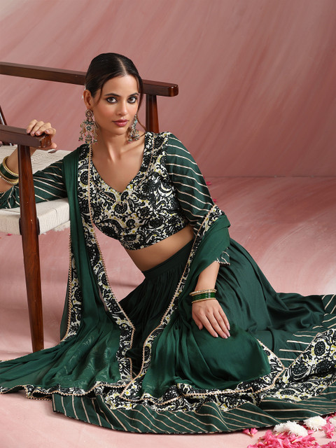 Khushal K Embroidered Sequinned Ready To Wear Lehenga & Blouse With Dupatta