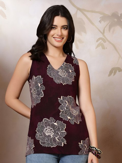 Anouk Rustic Women Floral Printed V Neck Top