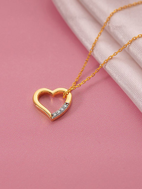 Studio Voylla 925 Sterling Silver Heart Pendant With 0.06 Carat Lab-Grown Diamond - 3.04 g