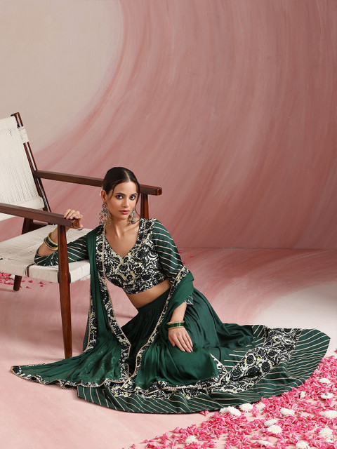 Khushal K Embroidered Sequinned Ready To Wear Lehenga & Blouse With Dupatta - Image 5
