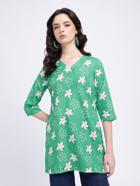 Anouk Rustic Floral Printed V-Neck Straight Kurta - Image 2