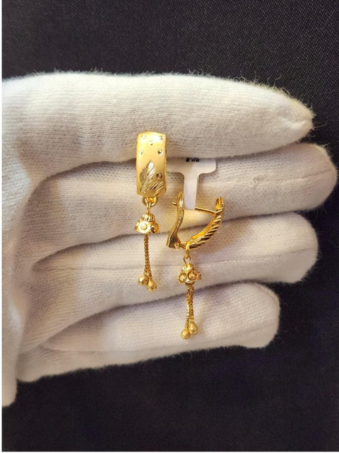 Anshenterpris Women Gold Brass Ethnic Hoop Earrings