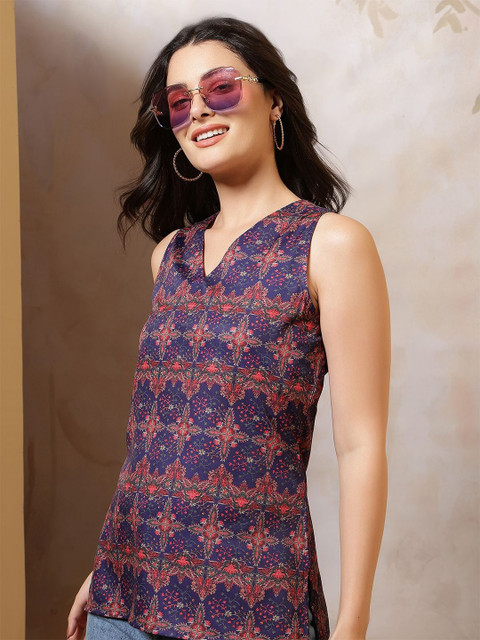 Anouk Rustic Women Ethnic Motifs Printed V-Neck Regular Top