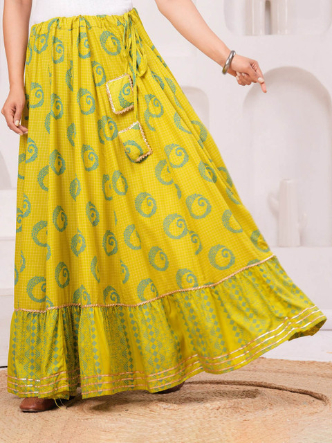 Clothy N Wave Geometric Printed Maxi A-Line Skirt