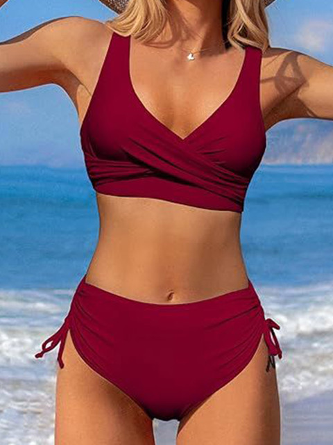 DREAM X FASHION Plunge Neck Triangle Bikini Set