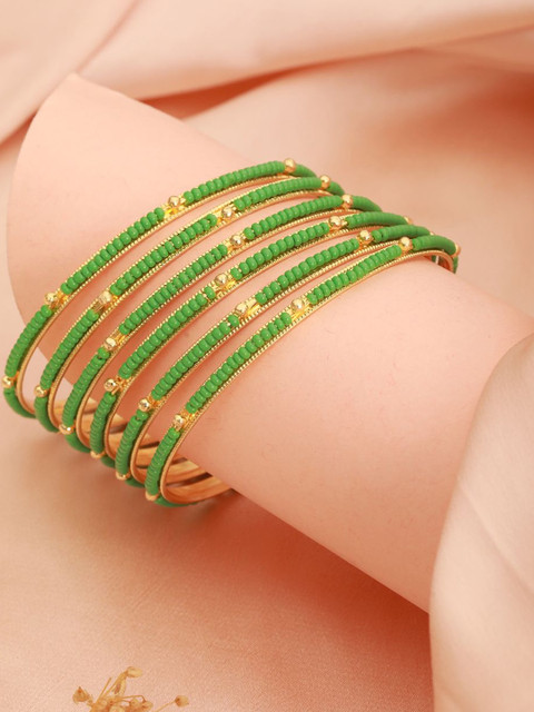 Anouk Women Set Of 12 Artificial Stones & Beads Bangles