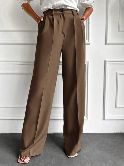 Next One Women Smart High-Rise Easy Wash Pleated Korean Pants