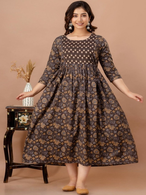 Style Heaven Women Floral Printed Gotta Patti Floral Maternity Kurta
