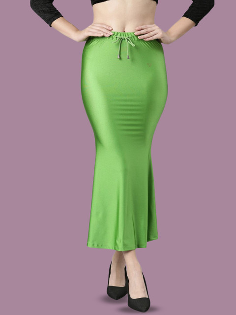 TWIN BIRDS Women Solid Coloured Silky Soft Stretchable Shimmer mermaid Saree Shapewear