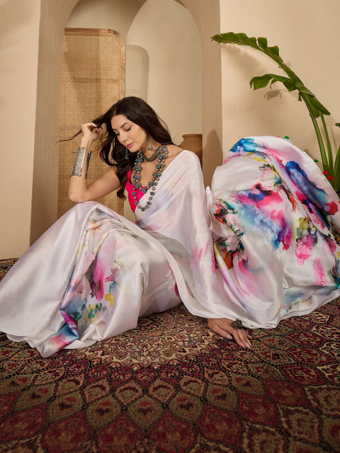 Sangria Satin Designer Saree