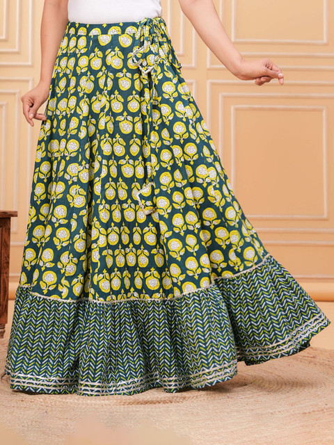 NYPA Floral Printed Flared Maxi Skirt