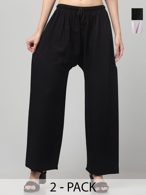 AFFLEON Women Pack of 2 Wide Leg Palazzos