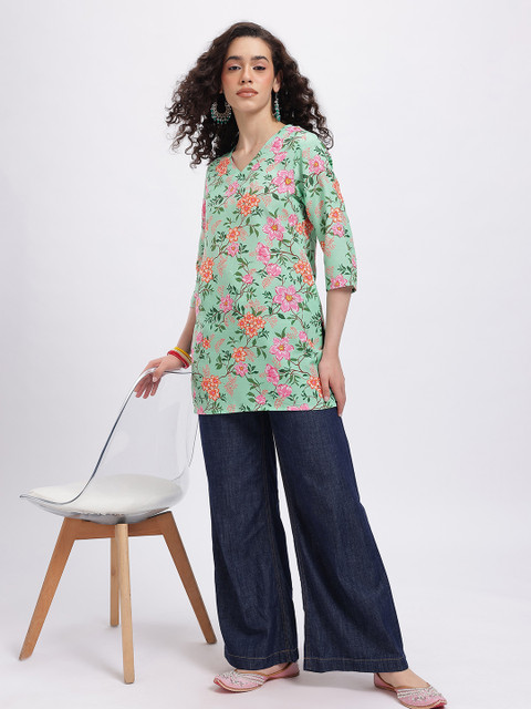 Anouk Rustic Floral Printed V-Neck Straight Kurti - Image 6