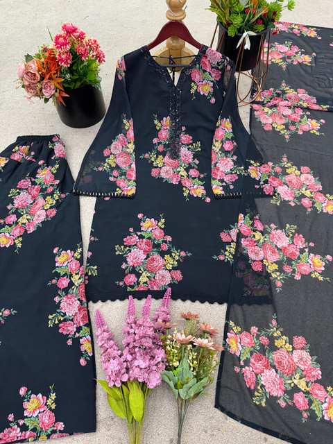 SHREE KHODAL FASHION Women Floral Printed Kurta with Palazzos & Dupatta - Image 5