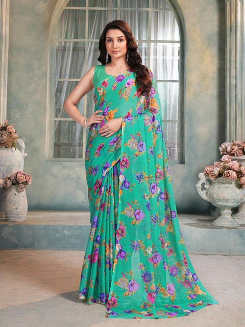 Garden Vareli Floral Printed Pure Chiffon Saree