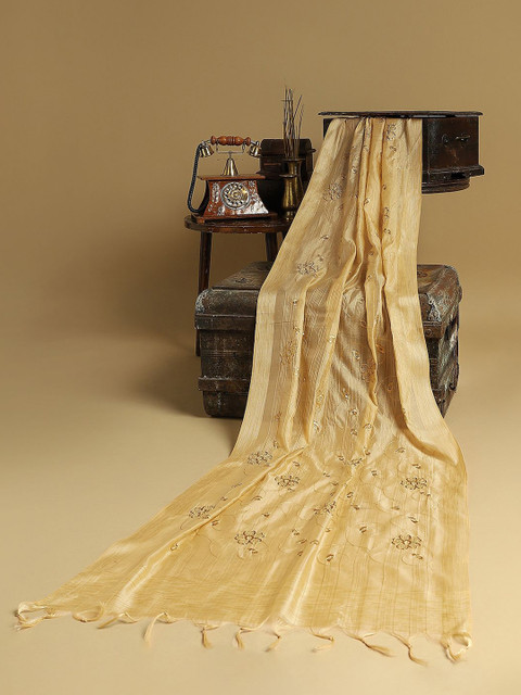 Globus Floral Embroidered Zari Silk Dupatta