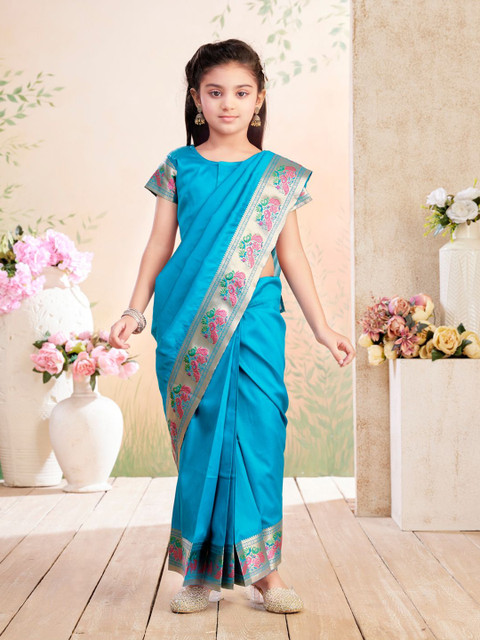 BAESD Girls Woven Design Zari Banarasi Saree