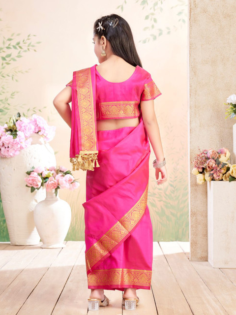 BAESD Girls Zari Banarasi Saree - Image 4
