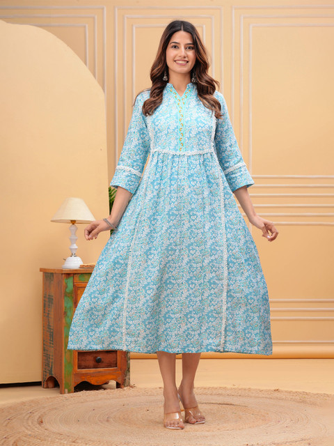 JAIPURI COLLECTION Women Floral Printed Liva Maternity A-Line Midi Dress