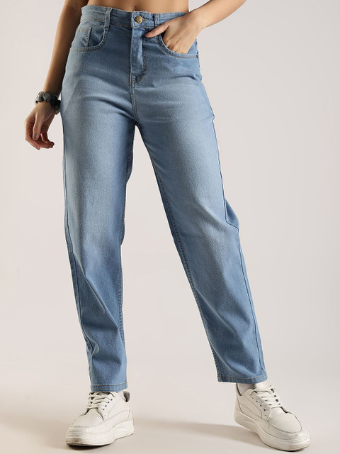 zayla Women Comfort Cotton High-Rise Mom Fit Light Fade Stretchable Jeans