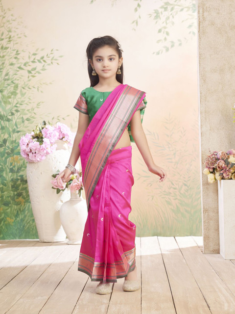 BAESD Girls Woven Design Zari Banarasi Saree