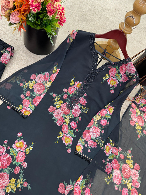 SHREE KHODAL FASHION Women Floral Printed Kurta with Palazzos & Dupatta - Image 7