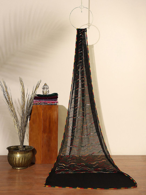 Globus Chevron Embroidered Phulkari Chiffon Dupatta