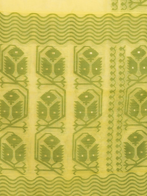 Durga Handlooms Jamdani Woven Design Zari Pure Cotton Unstitched Kurti Material with Dupatta - Image 5