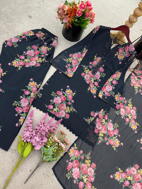 SHREE KHODAL FASHION Women Floral Printed Kurta with Palazzos & Dupatta - Image 6