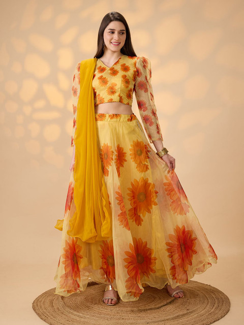 PURI MAA Printed Semi-Stitched Lehenga & Ready to Wear Blouse With Dupatta