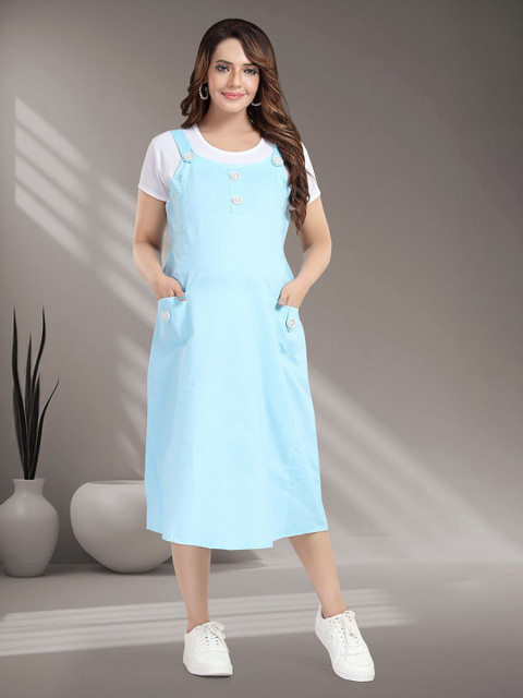 MomsBae Maternity Pinafore Midi Dress