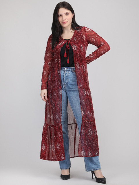 AD Fashion Floral Printed V-Neck Open Front Shrug