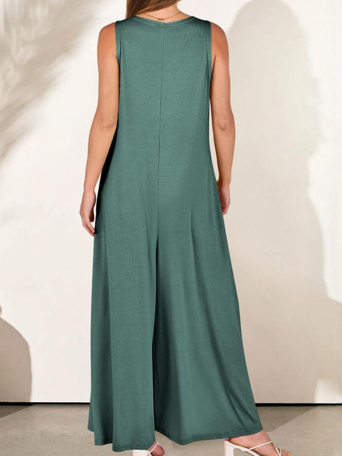 HERE&NOW Women Green Sleeveless Jumpsuit