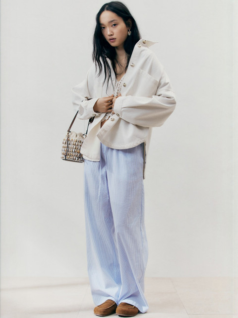 H&M Seersucker Drawstring Trousers