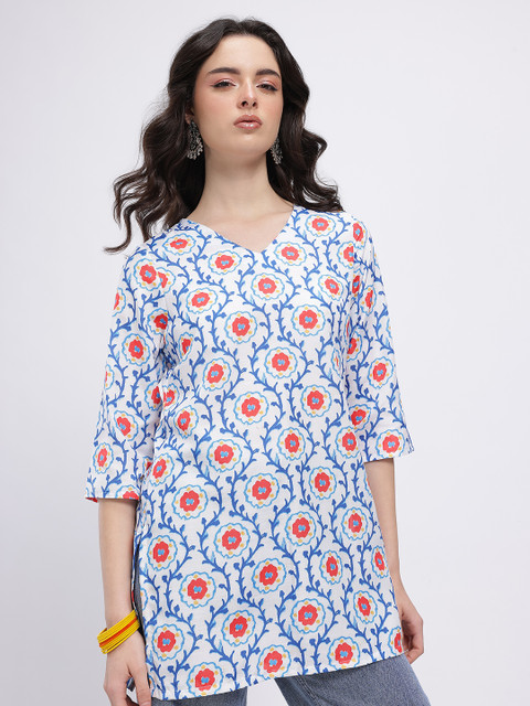 Anouk Rustic Floral Printed V-Neck Straight Kurti