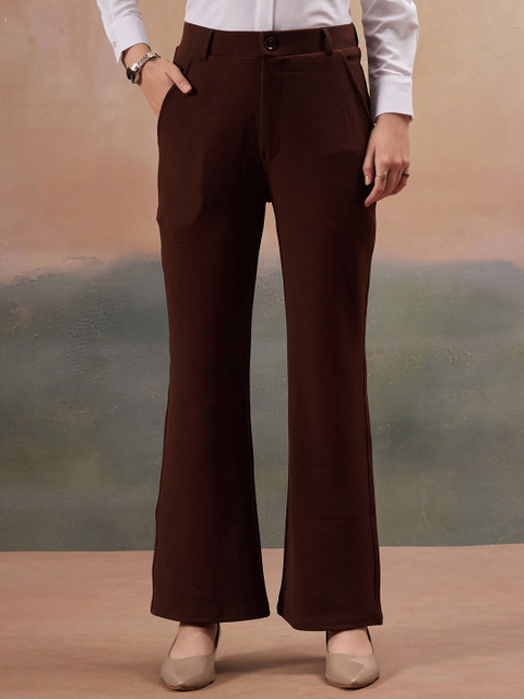 FITHUB Women High-Rise Wide Leg Formal Trousers