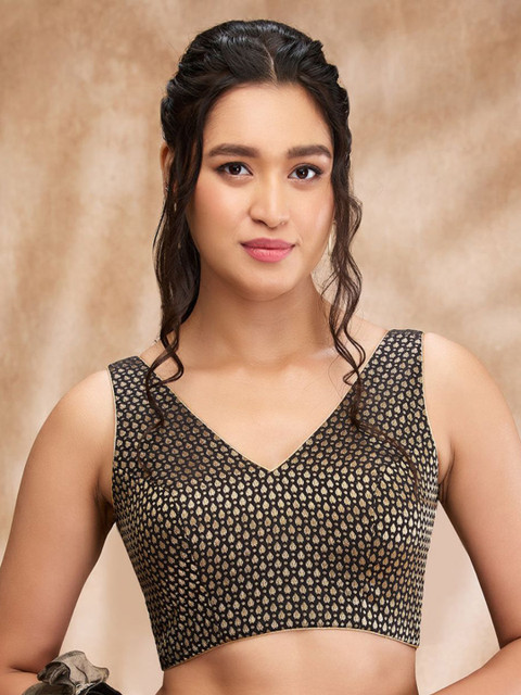 SALWAR STUDIO Padded Woven Design Brocade Saree Blouse