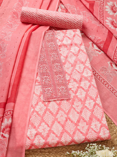 Soch Floral Printed Sequinned Unstitched Dress Material