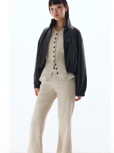 H&M Linen-Blend Tailored Trousers