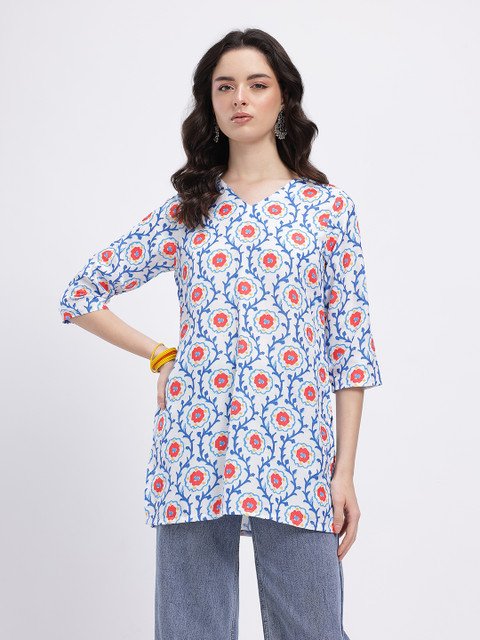Anouk Rustic Floral Printed V-Neck Straight Kurti - Image 2