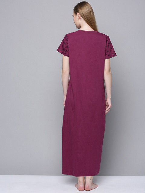 Kryptic Conversational Printed Pure Cotton Maternity Maxi Nightdress - Image 2