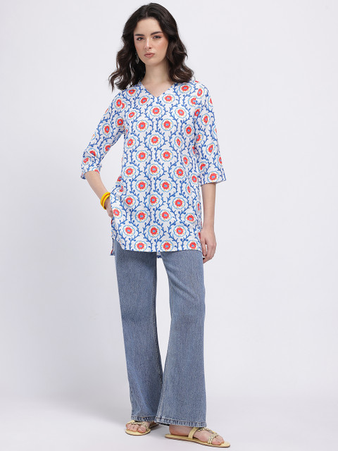 Anouk Rustic Floral Printed V-Neck Straight Kurti - Image 6