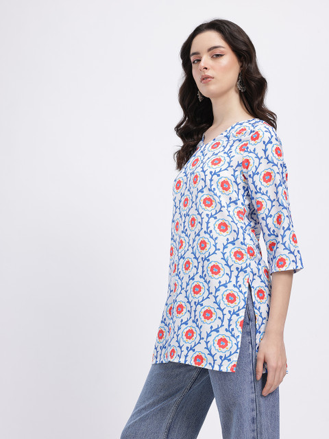 Anouk Rustic Floral Printed V-Neck Straight Kurti - Image 4