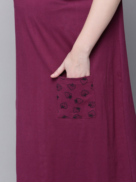 Kryptic Conversational Printed Pure Cotton Maternity Maxi Nightdress - Image 5