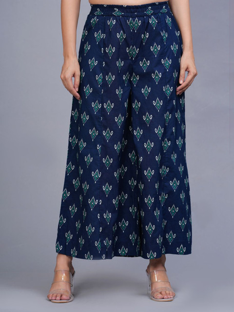 ROOPWATI FASHION Women Floral Printed Flared Knitted Ethnic Palazzos
