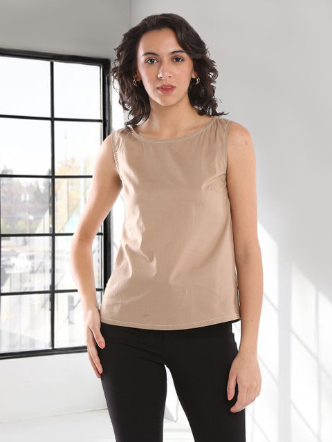 Gazillion Boat Neck Sleeveless Cotton Top