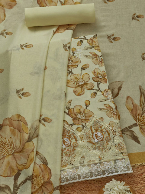 Soch Floral Printed Zari Unstitched Dress Material